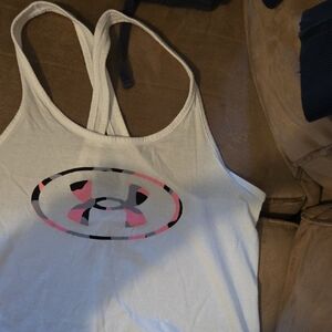 Under Armour Women's White Tank Top with Pink Accents